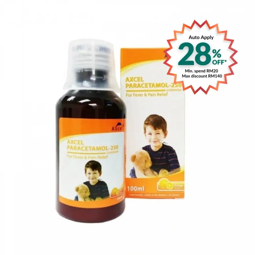 AXCEL PARACETAMOL 250MG ORANGE FLAVOURED 100ML