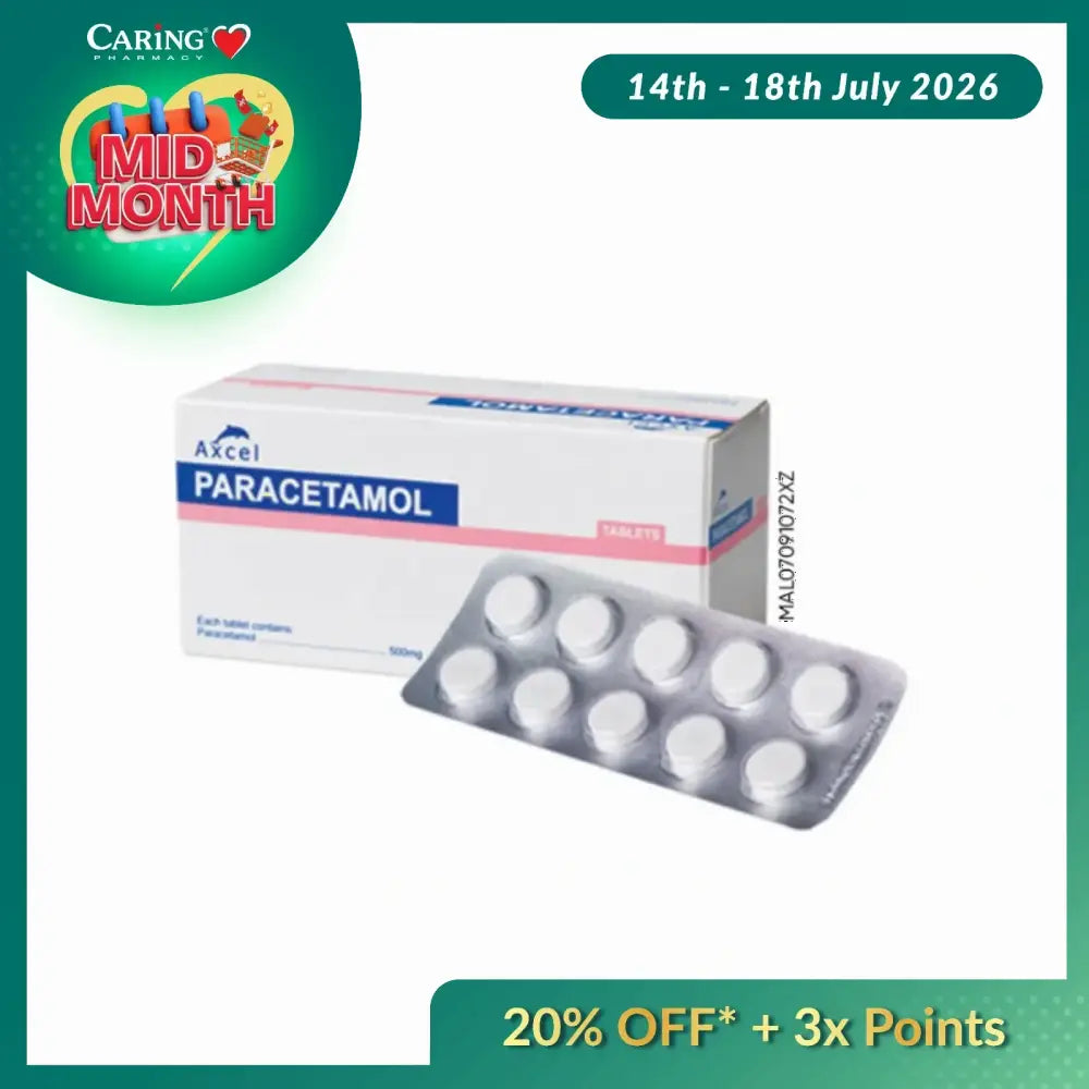 AXCEL PARACETAMOL 500MG TAB 10SX10