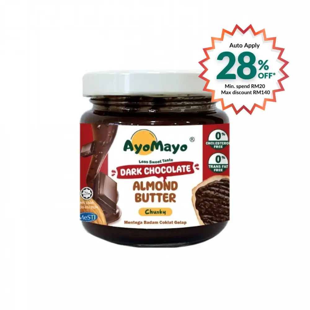 AYOMAYO DARK CHOCOLATE ALMOND BUTTER CHUNKY 90G