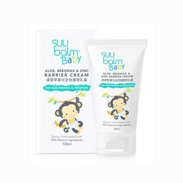 SUU BALM Baby Aloe Beeswax and Zinc Barrier Cream for sensitive skin in a 100ml tube