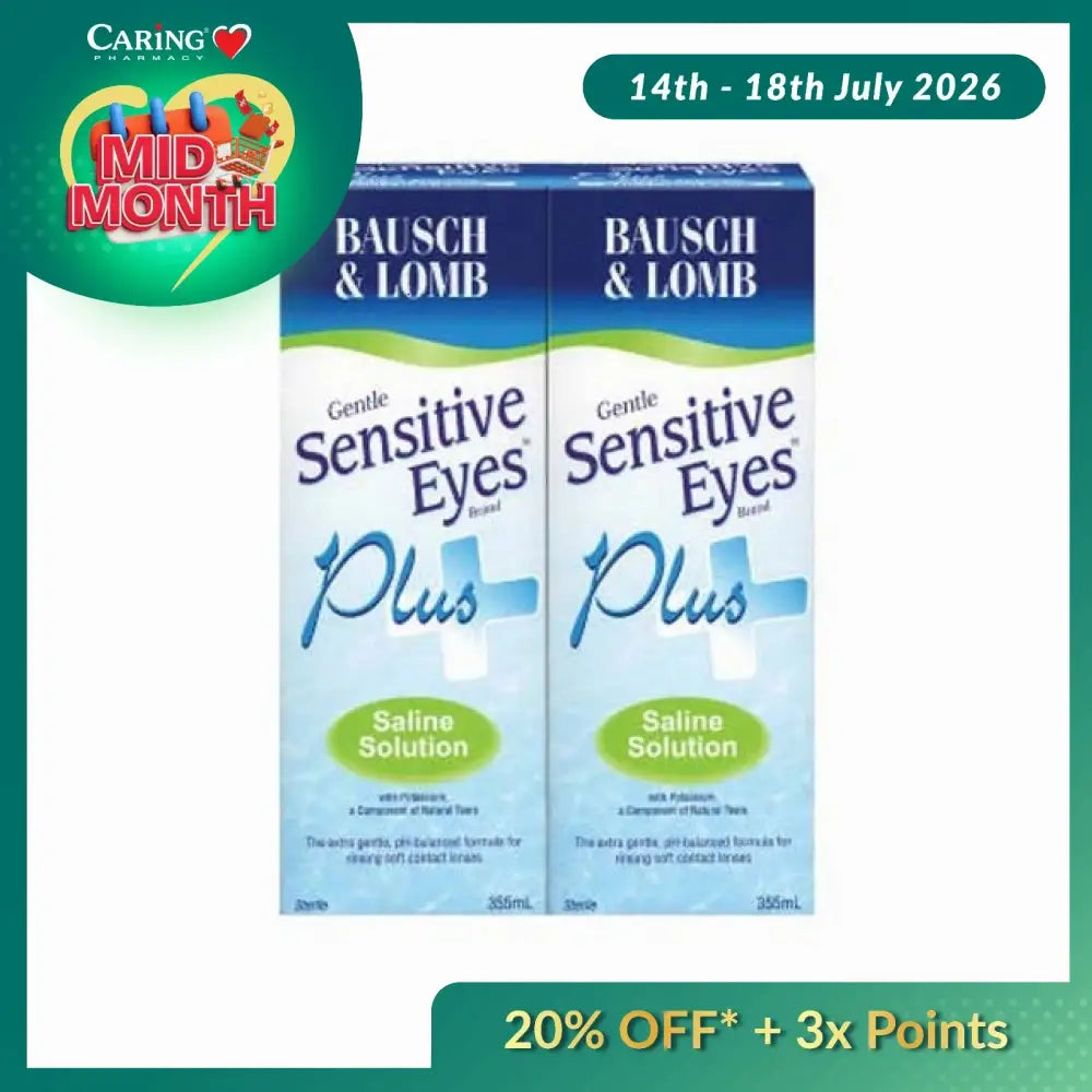 BAUSCH & LOMB GENTLE SENSITIVE EYES PLUS SALINE SOLUTION 355ML 2S
