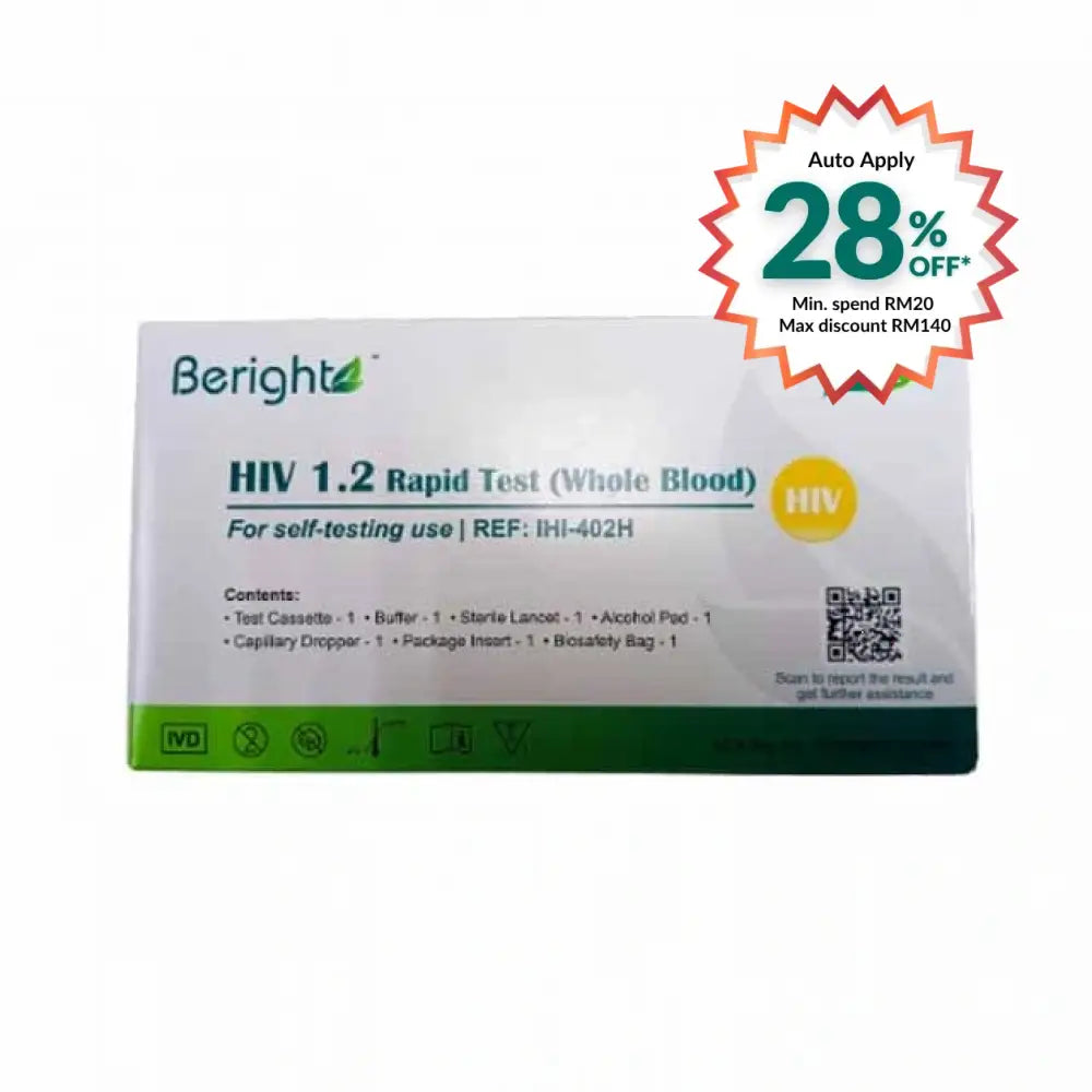 BERIGHT HIV self test kit Malaysia for self-testing with easy-to-follow instructions and essential components