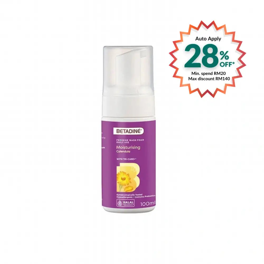 BETADINE FEMININE WASH FOAM MOISTURISING CALENDULA 100ML