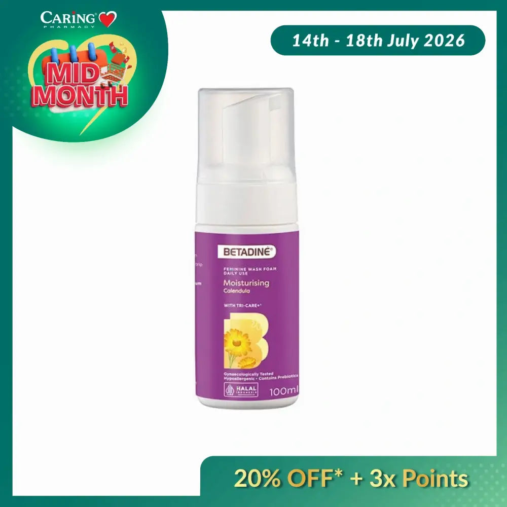 BETADINE FEMININE WASH FOAM MOISTURISING CALENDULA 100ML
