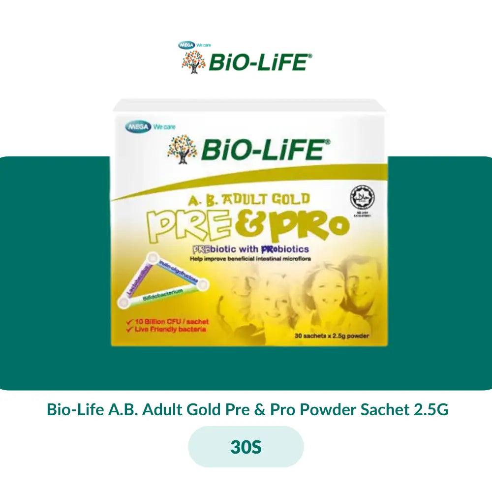Bio-Life A.B. Adult Gold Pre & Pro Powder Sachet 2.5G (10S/30S/30Sx2) - 30S