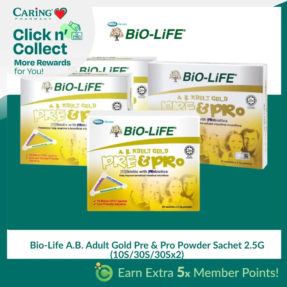 Bio-Life A.B. Adult Gold Pre & Pro Powder Sachet 2.5G (10S/30S/30Sx2)