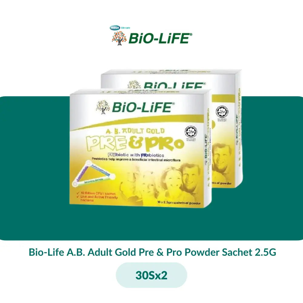 Bio-Life A.B. Adult Gold Pre & Pro Powder Sachet 2.5G (10S/30S/30Sx2) - 30S X 2