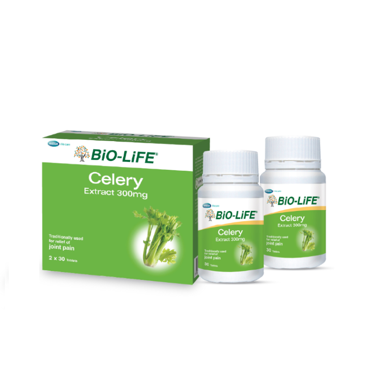 Bio-Life Celery 3000 tablets in two bottles for joint pain relief and healthy inflammation support