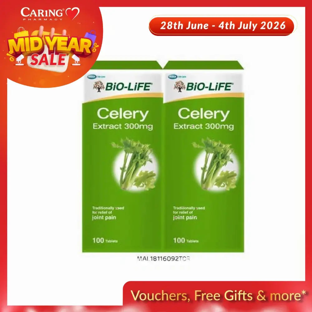 Bio-Life Celery 3000 tablets for joint pain relief in a two-pack with 100 tablets each