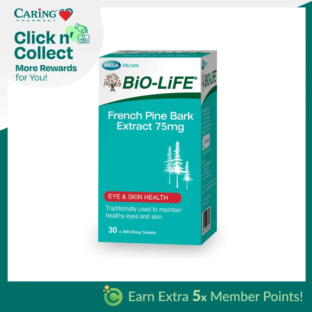BIO-LIFE FRENCH PINE BARK EXTRACT 75MG 30S