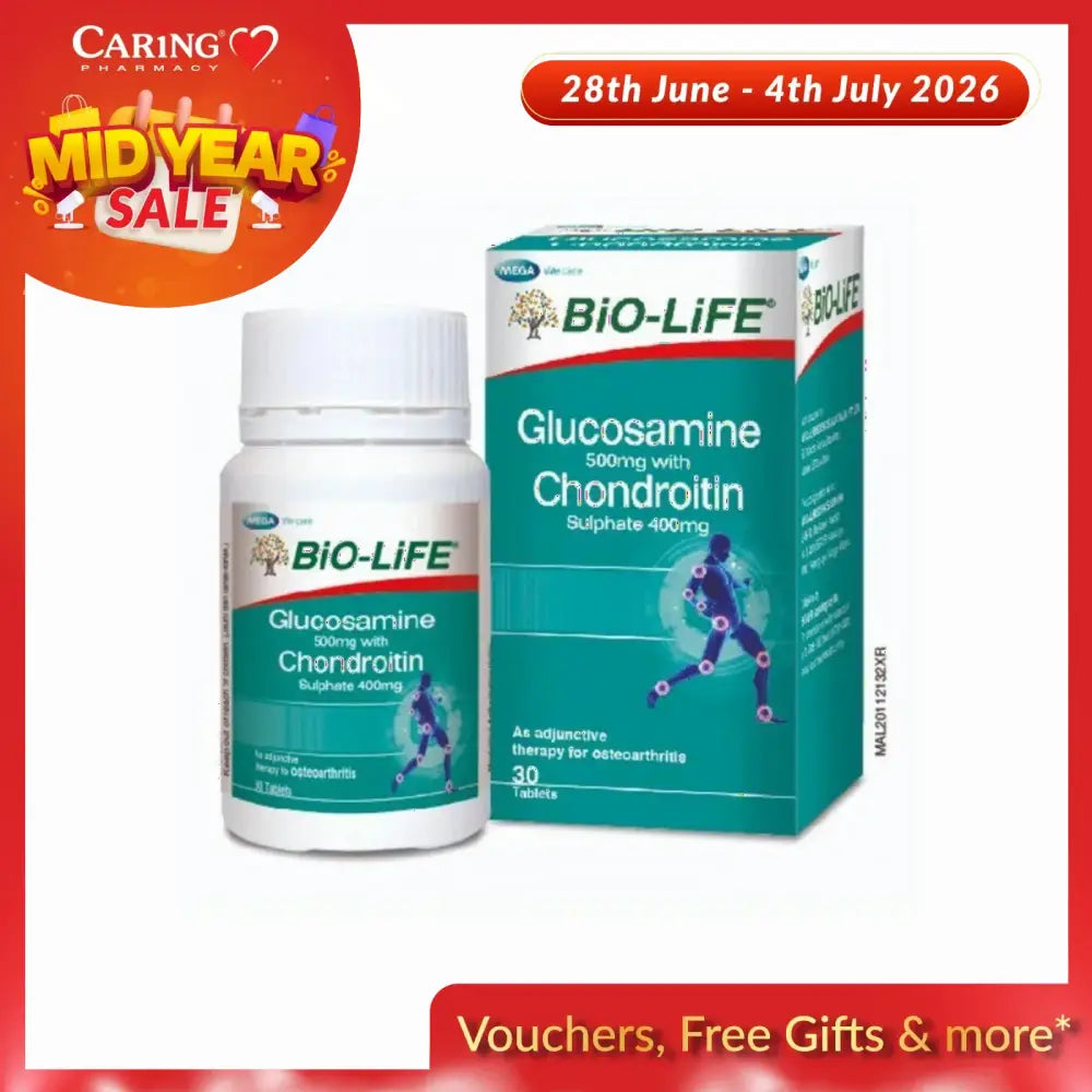 Bio-Life Glucosamine 500Mg With Chondroitin Sulphate 400Mg 30S