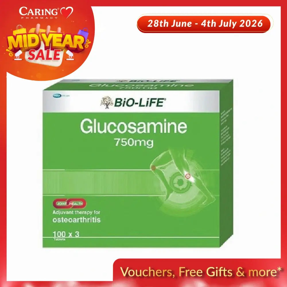 BIO-LIFE Glucosamine Supplement 750mg for joint health and osteoarthritis support, 100 tablets