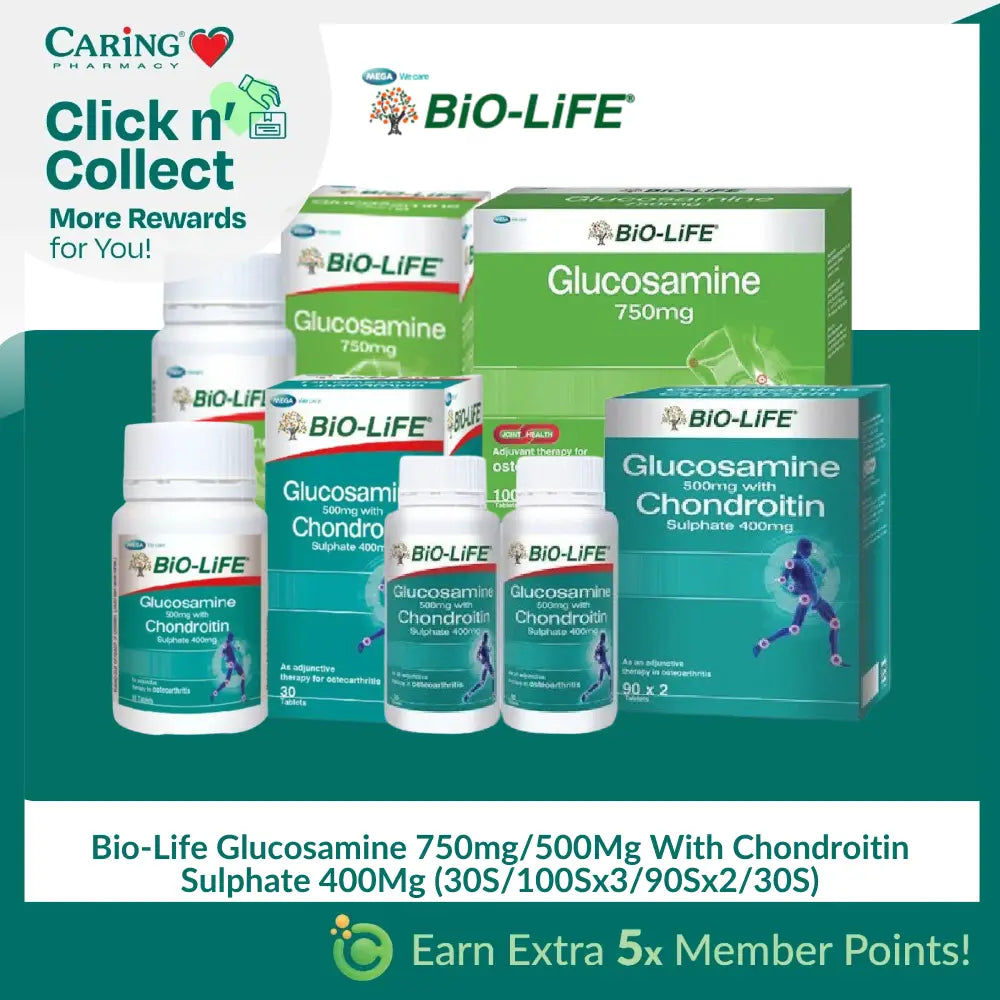 Bio-Life Glucosamine 750mg (30s/100sx3)/ 500mg With Chondroitin Sulphate 400mg (30S/90Sx2)