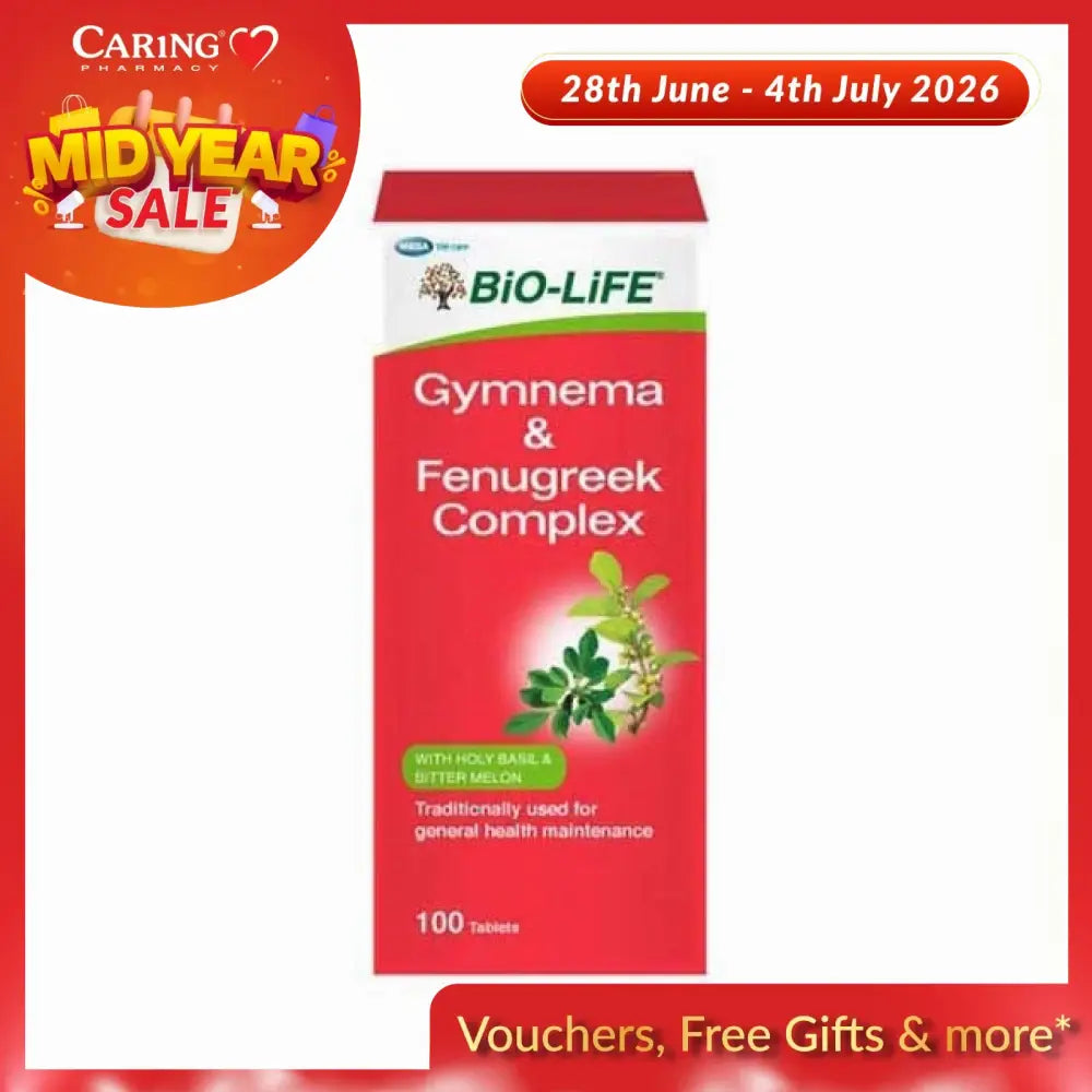 BIO-LIFE Gymnema and Fenugreek supplement Malaysia in a 100-tablet box for general health maintenance