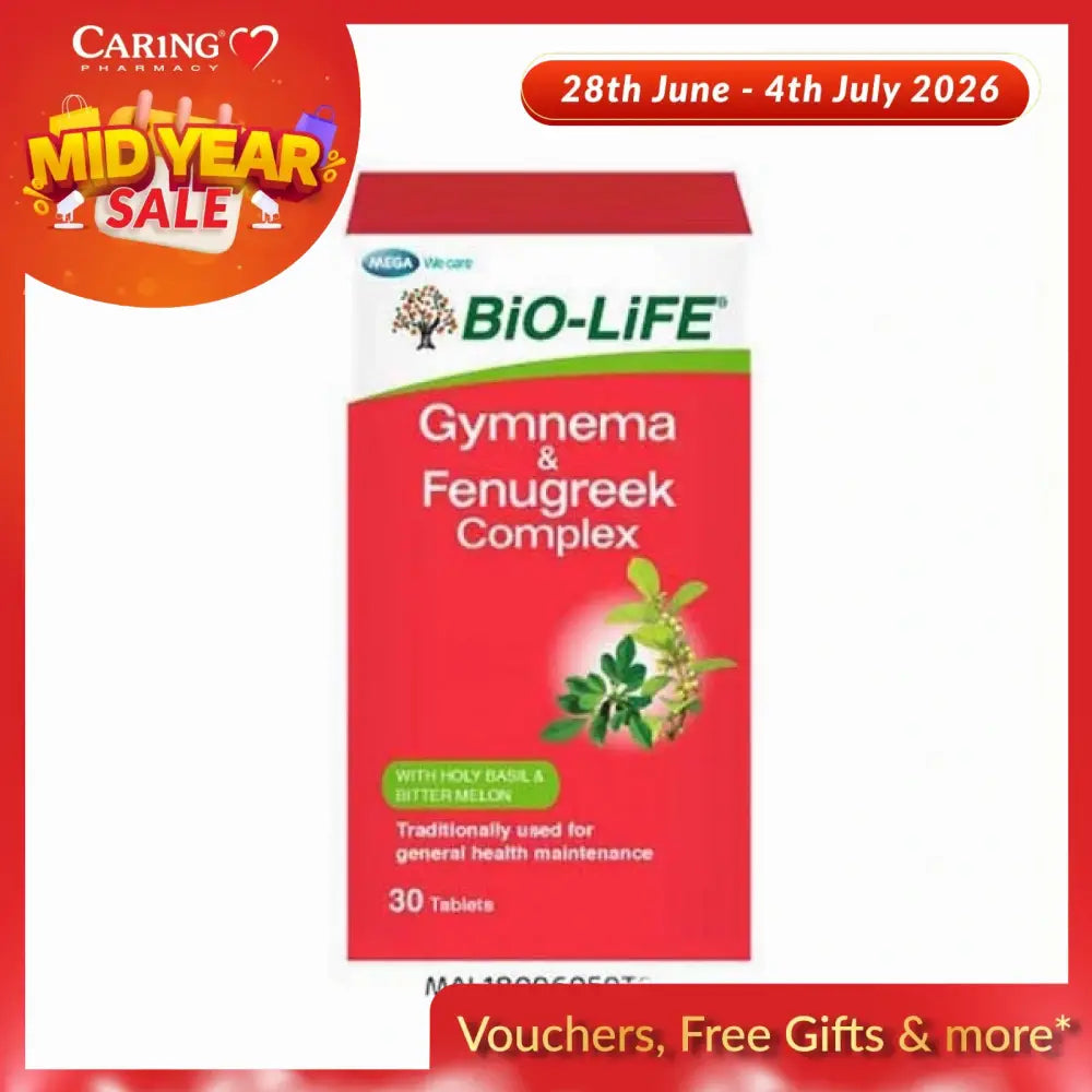 BIO-LIFE Gymnema and Fenugreek supplements Malaysia in a 30 tablet box for general health maintenance