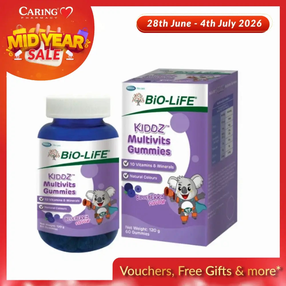 Bio-Life Kiddz Multivits Gummies with 10 vitamins and minerals in blueberry flavor for children's health