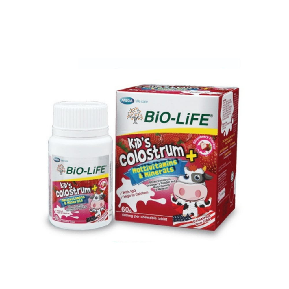 BIO-LIFE Kids Colostrum Multivitamin Chewable Tablets with Calcium and Minerals for Healthy Growth