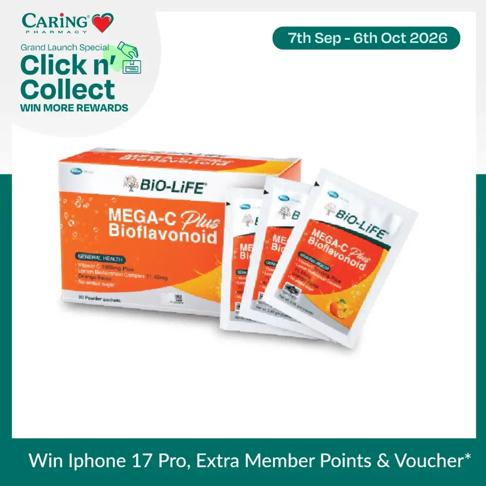 BIO-LIFE Mega-C Plus Bioflavonoid supplement package with individual powder sachets for immune support