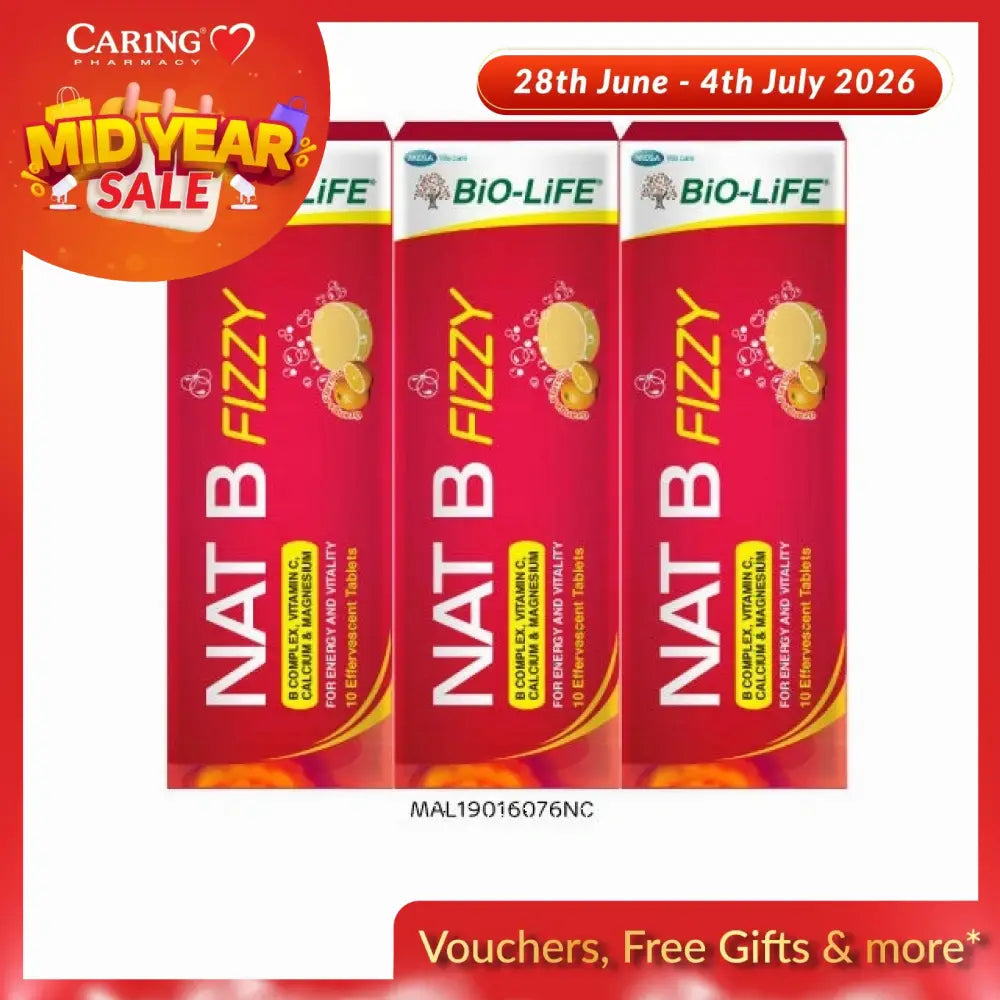 Bio-Life Nat B Fizzy tablets pack for energy support and improved vitality