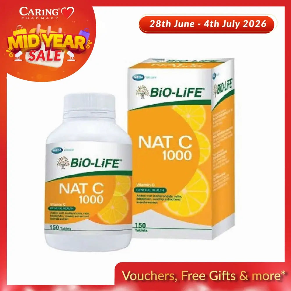 Bio-Life Nat C 1000mg 150 tablets for immune support and antioxidant protection