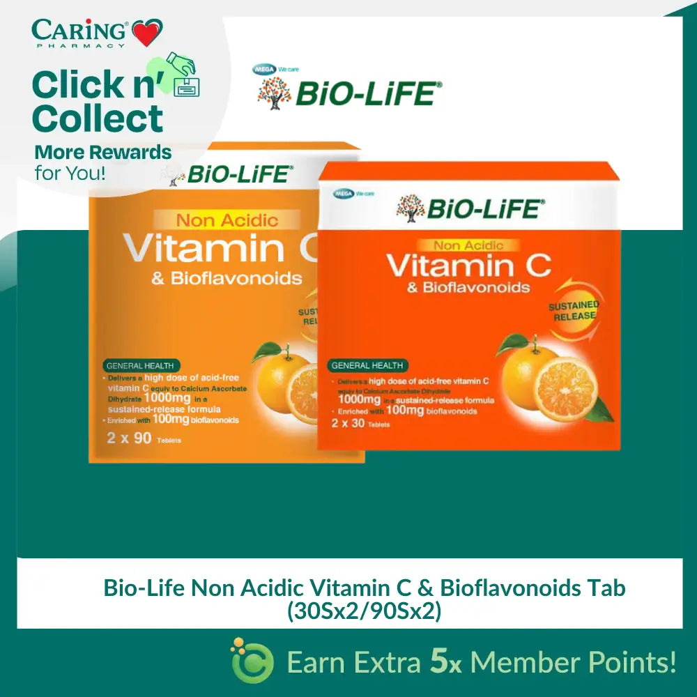 Bio-Life Non Acidic Vitamin C & Bioflavonoids Tab (30Sx2/90Sx2)