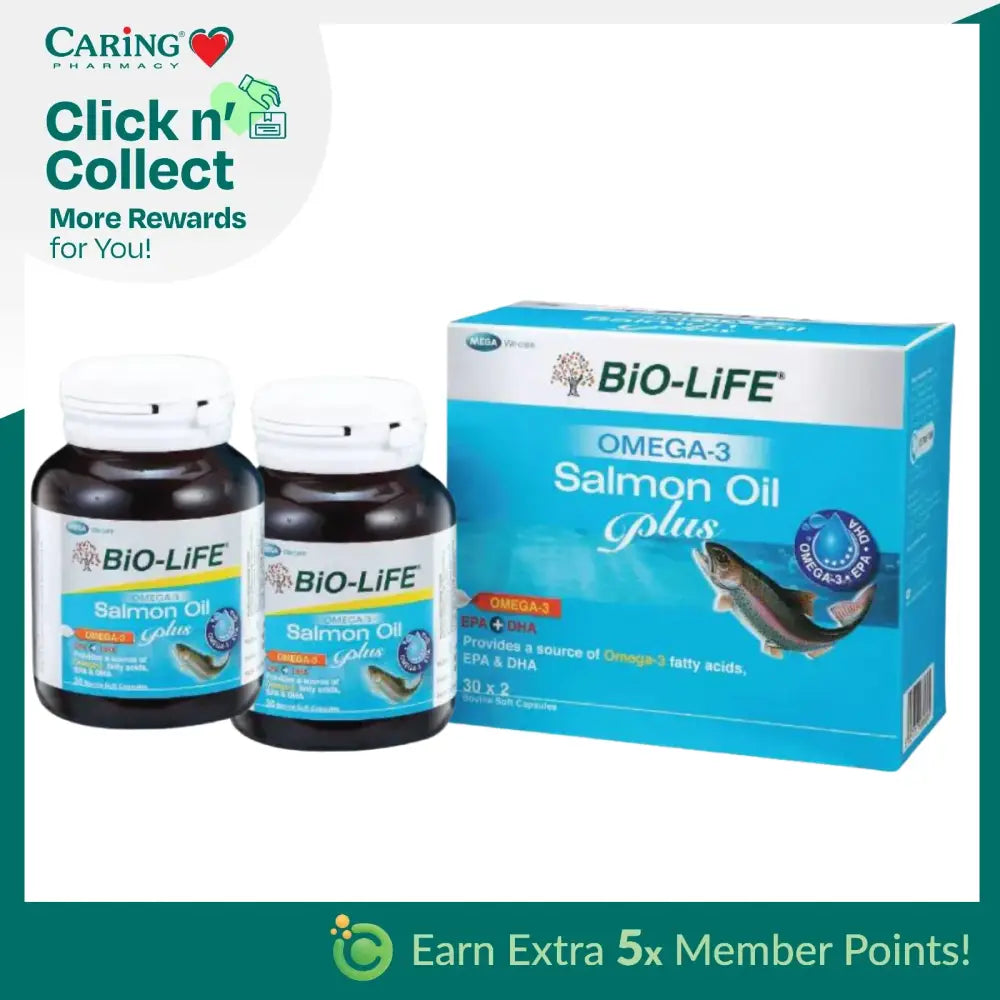 BIO-LIFE OMEGA-3 SALMON OIL PLUS 30SX2