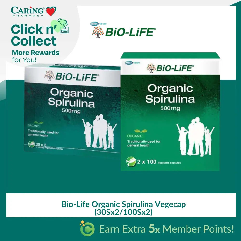 Bio-Life Organic Spirulina Vegecap (30Sx2/100Sx2)
