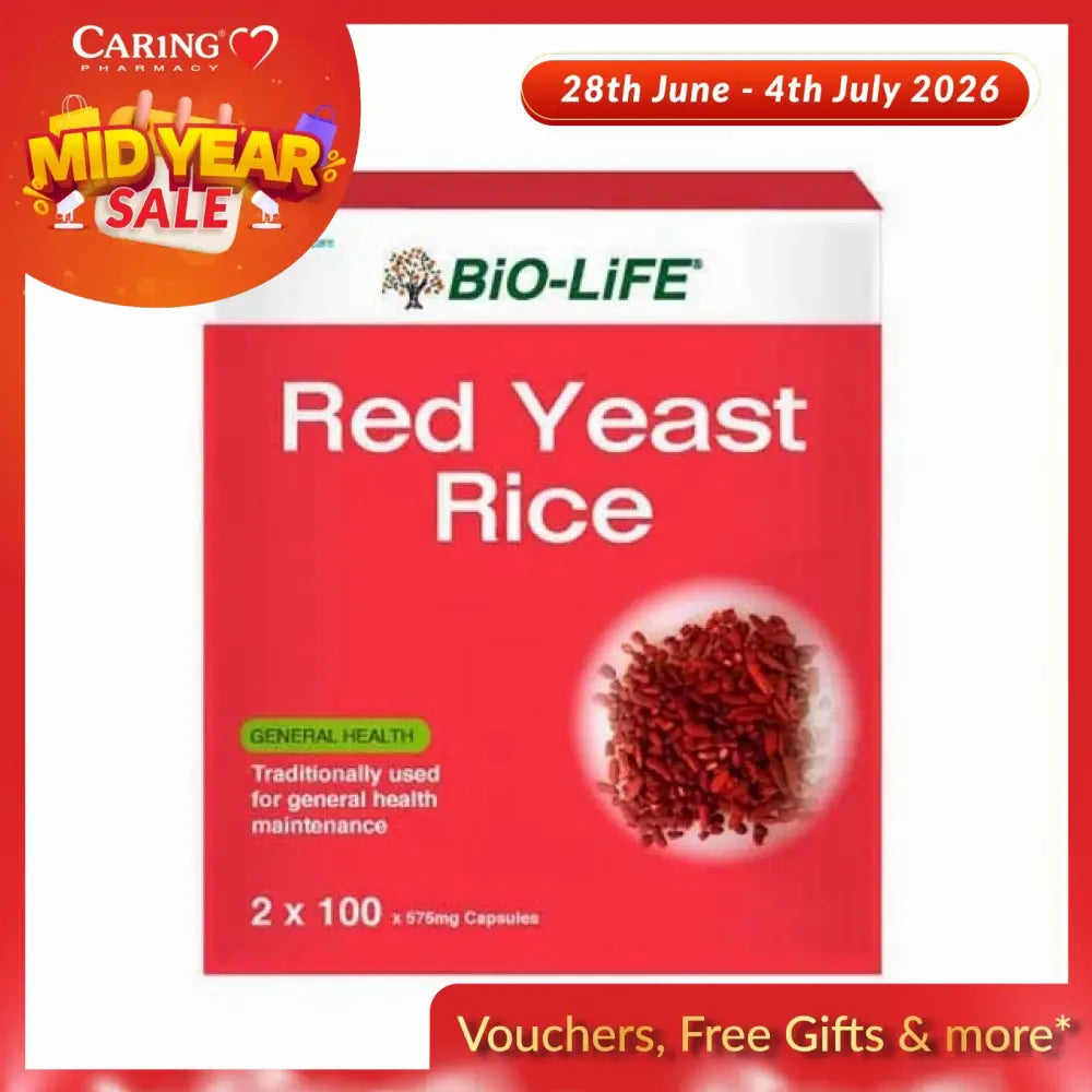 Bio-Life Red Yeast Rice capsules in a red and white box for general health maintenance