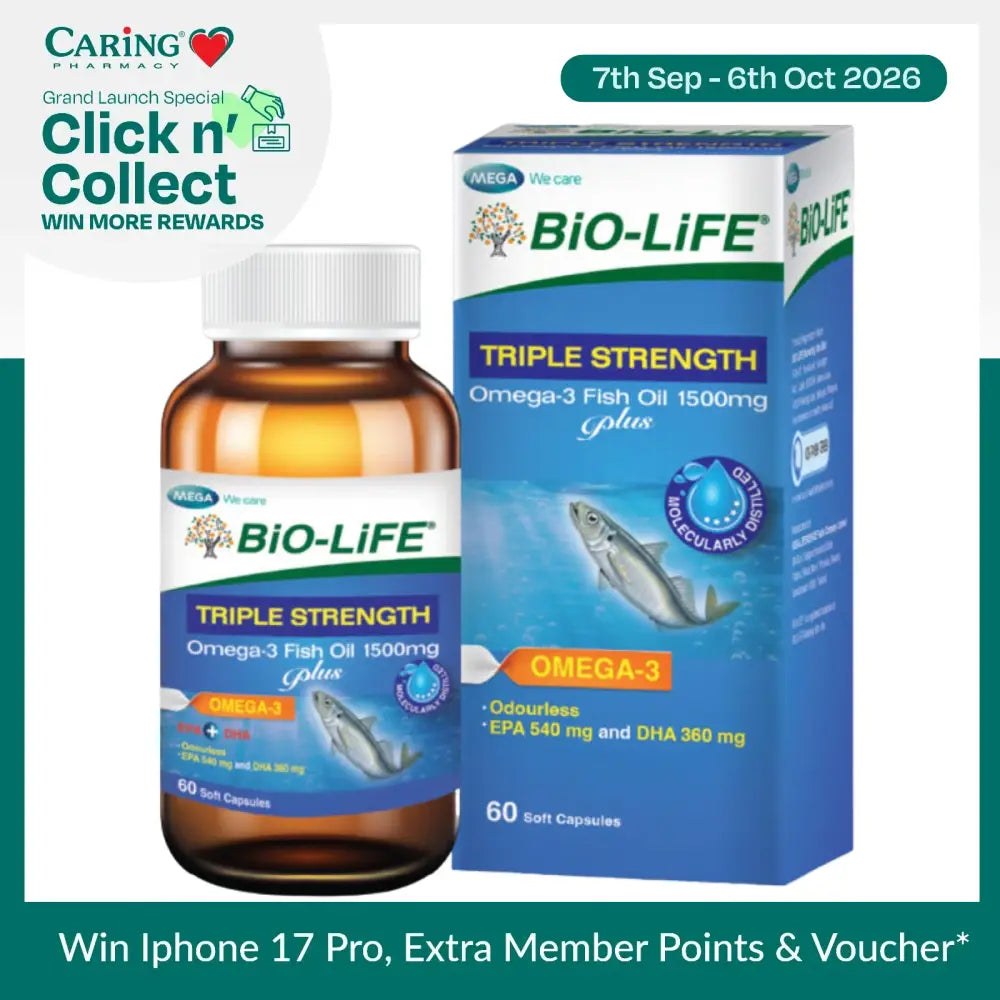 BIO-LIFE TRIPLE STRENGTH OMEGA-3 FISH OIL 1500MG PLUS 60S