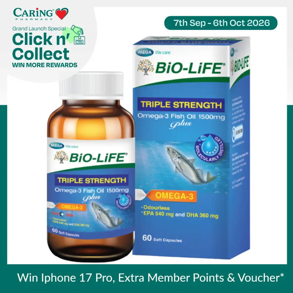BIO-LIFE TRIPLE STRENGTH OMEGA-3 FISH OIL 1500MG PLUS 60S