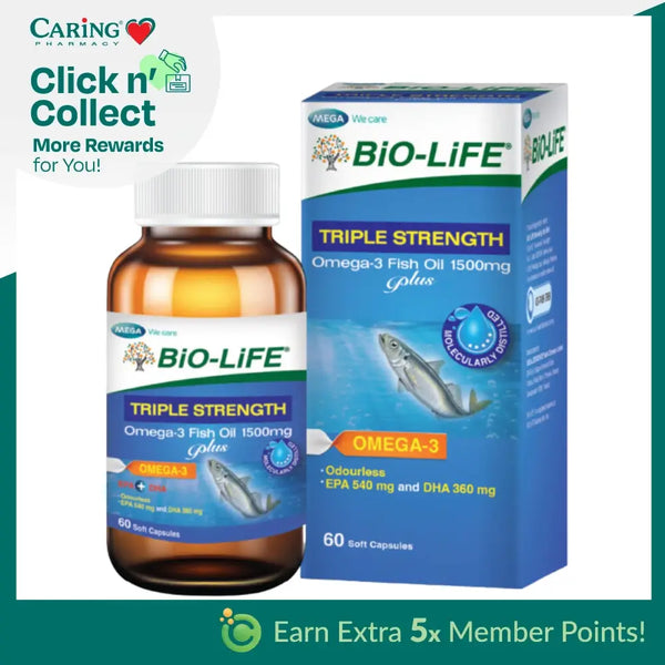 BIO-LIFE TRIPLE STRENGTH OMEGA-3 FISH OIL 1500MG PLUS 60S