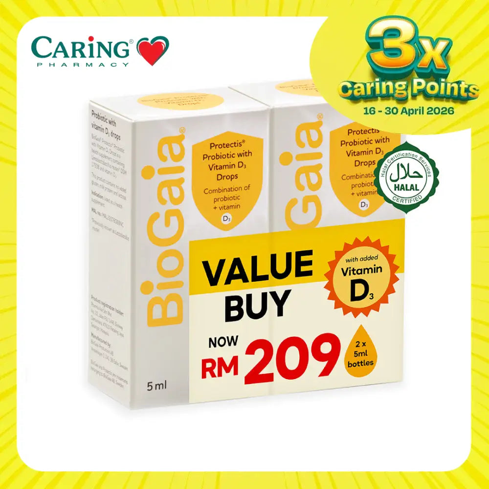 BioGaia probiotic with vitamin D3 drops in a value buy package of two 5ml bottles