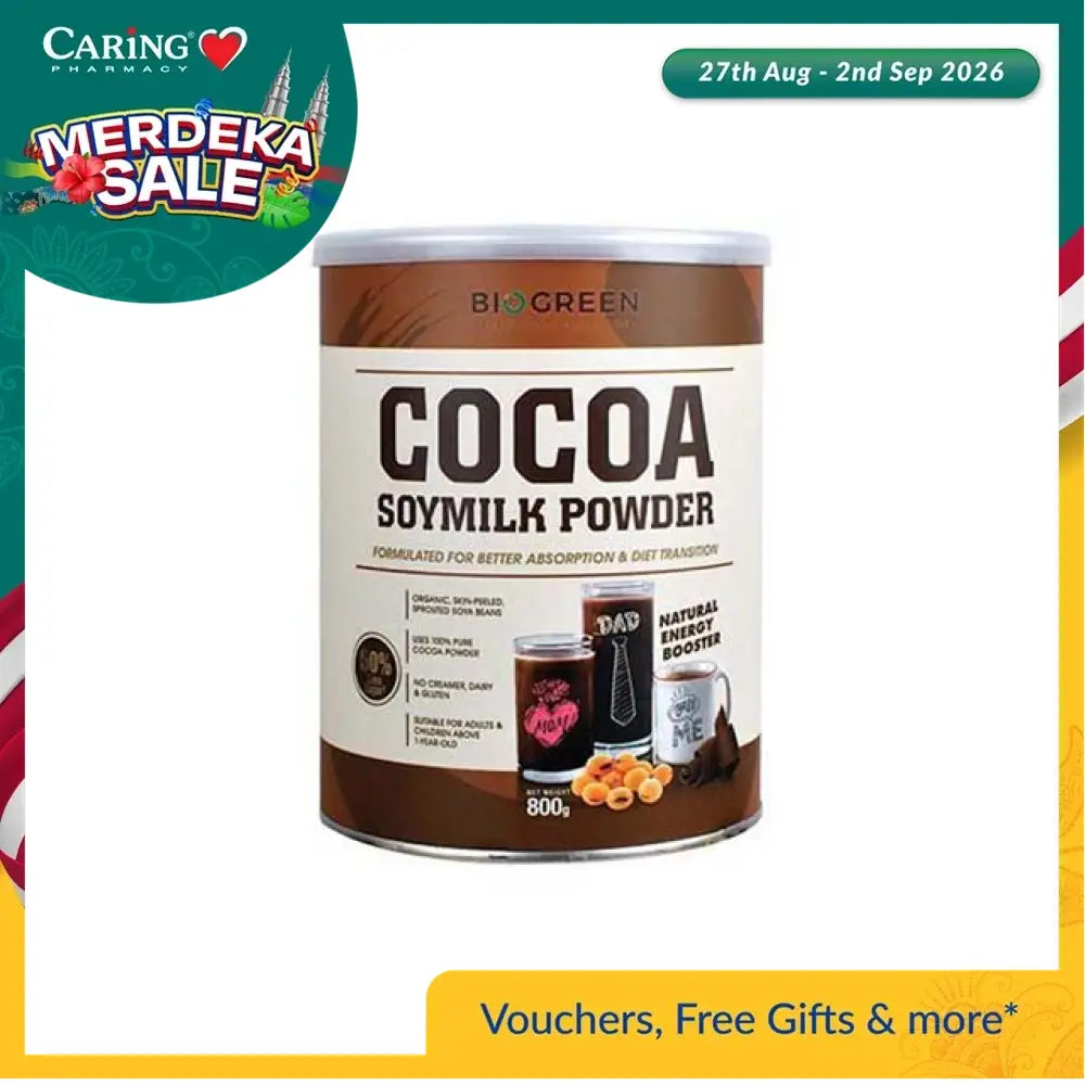 BIOGREEN COCOA SOYMILK 800G FOC COCOA SOYMIL 30G 2S