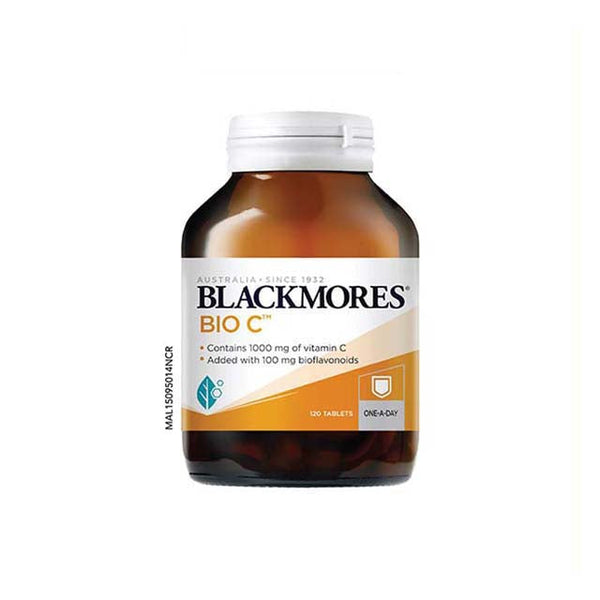 Blackmores Bio C 1000mg tablets in a bottle containing 120 vitamin C tablets for daily immune support