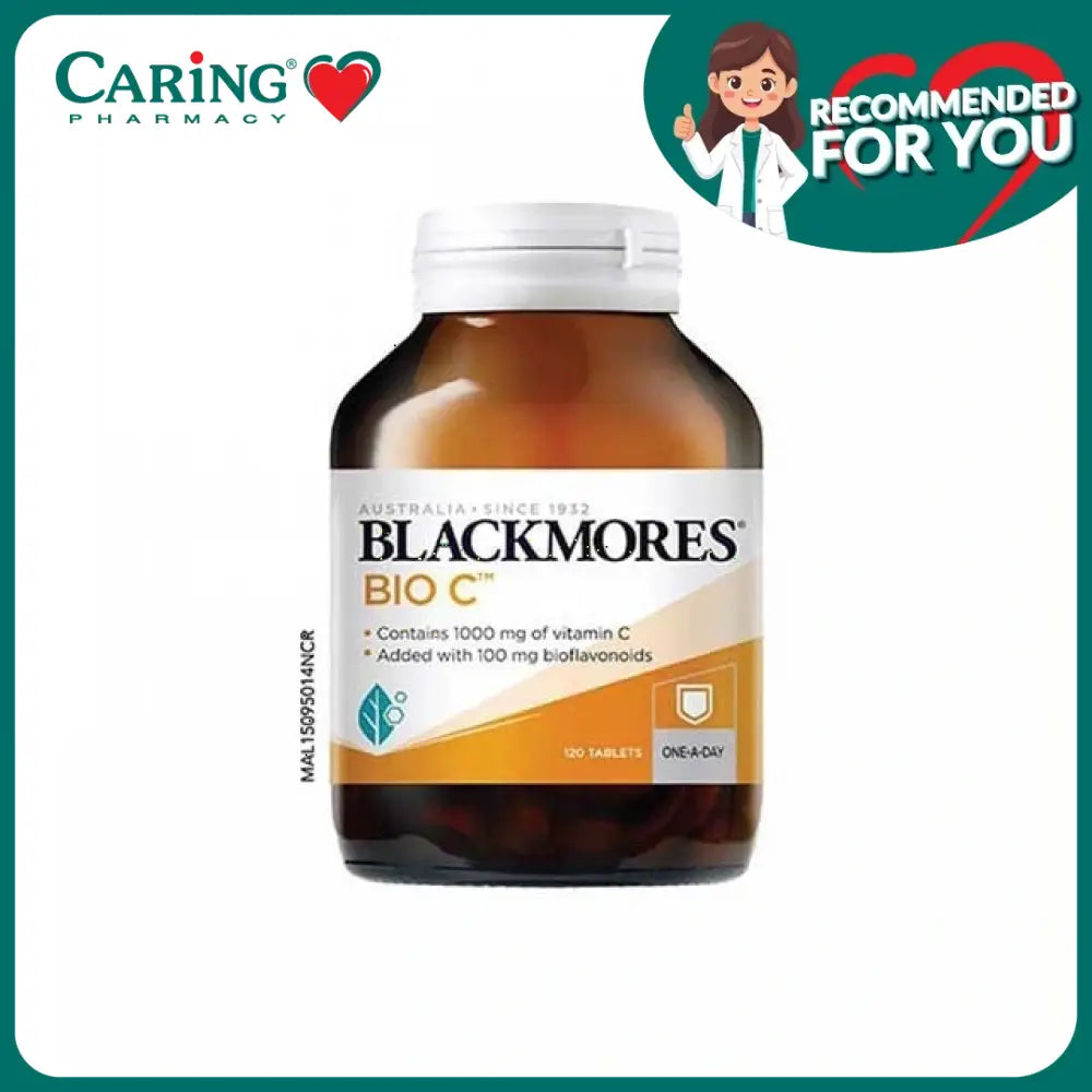 Blackmores Bio C 1000mg tablets in a bottle containing 120 vitamin C tablets for daily immune support