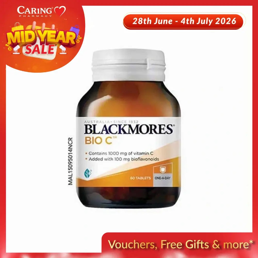 Blackmores Bio C 1000mg vitamin C tablets in a 60-tablet bottle for immune support