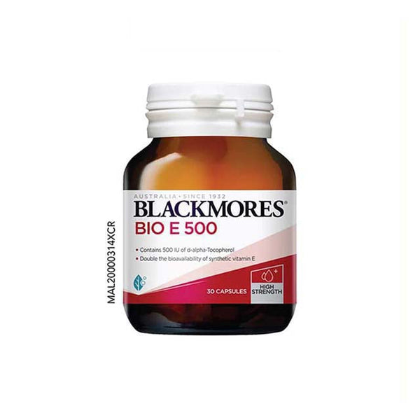 Blackmores Bio E 500IU capsules bottle containing 30 capsules for enhanced Vitamin E support