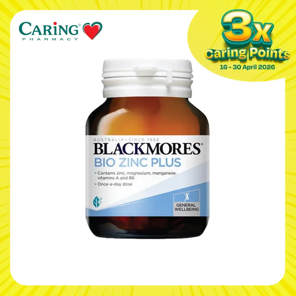 Blackmores Bio Zinc Plus supplements in a brown bottle for general wellbeing with essential vitamins and minerals