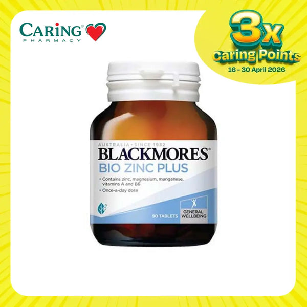 Blackmores Bio Zinc Plus Malaysia in a bottle containing 90 tablets for general wellbeing