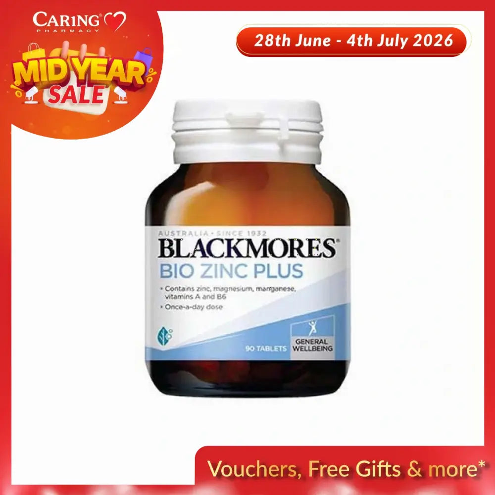 Blackmores Bio Zinc Plus Malaysia in a bottle containing 90 tablets for general wellbeing
