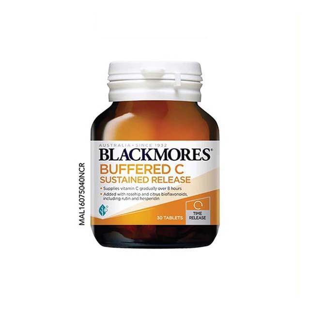 Blackmores Buffered C 30 tablets in a brown bottle for sustained vitamin C support