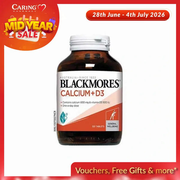Blackmores Calcium D3 supplement bottle with 120 tablets for daily bone health