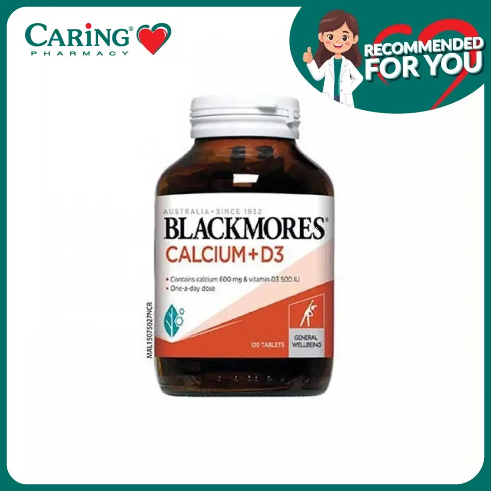 Blackmores Calcium D3 supplement bottle with 120 tablets for daily bone health