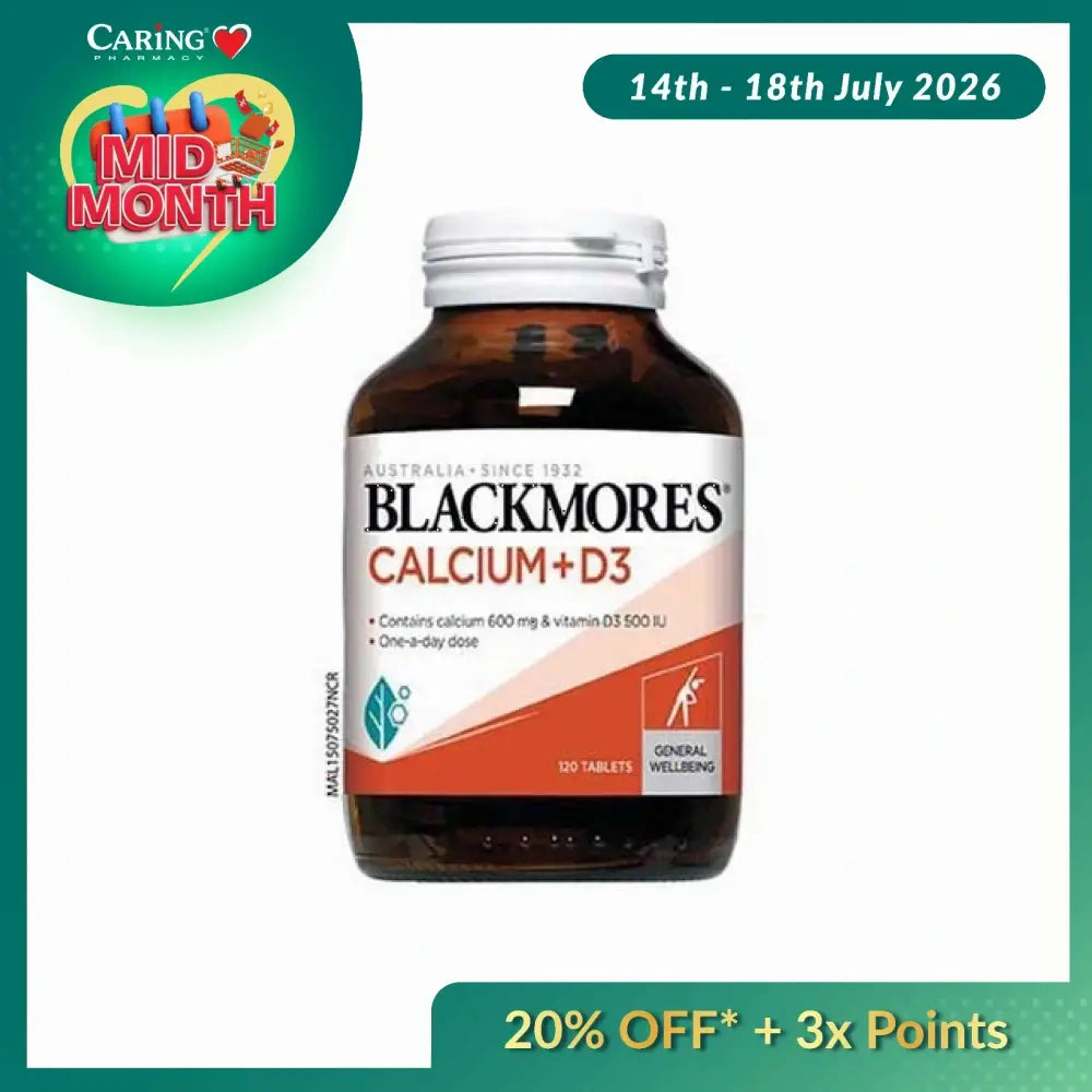 Blackmores Calcium D3 supplement bottle with 120 tablets for daily bone health