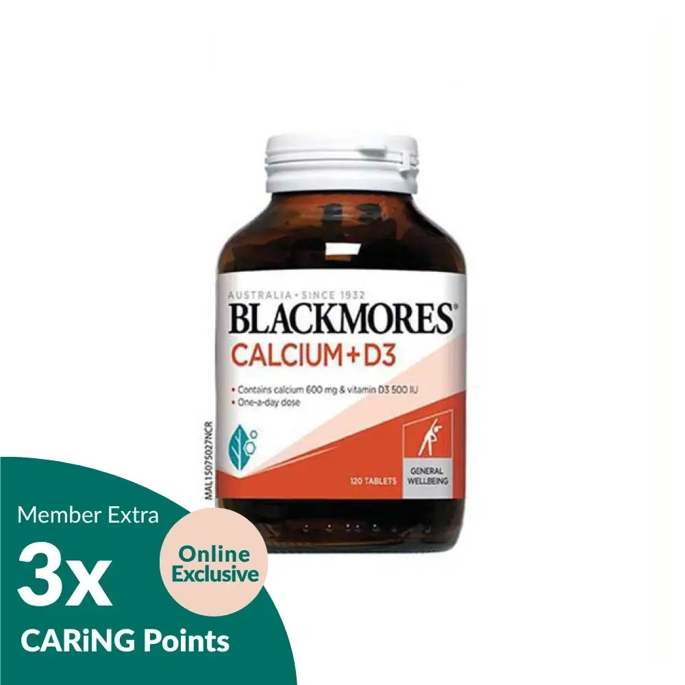 Blackmores Calcium D3 supplement bottle with 120 tablets for daily bone health