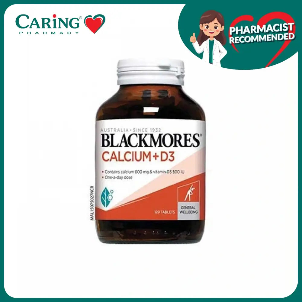 Blackmores Calcium D3 supplement bottle with 120 tablets for daily bone health