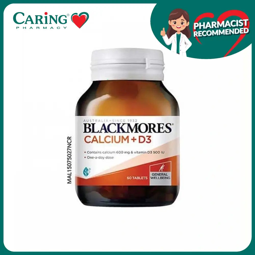 Blackmores Calcium D3 supplement with 60 tablets for bone health and overall wellbeing