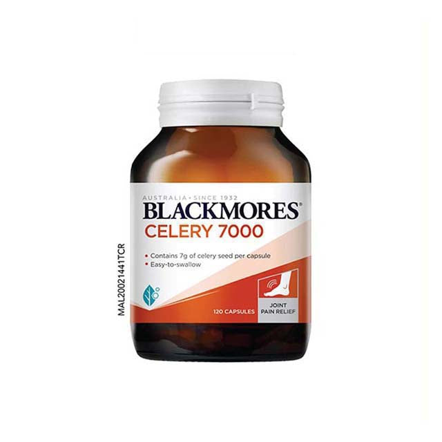 Blackmores Celery 7000mg capsules in a bottle for joint pain relief and easy swallowing