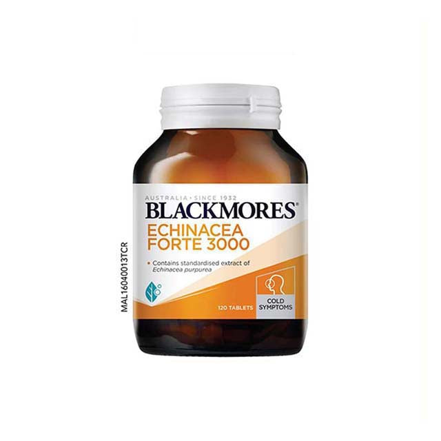 Blackmores Echinacea Forte 3000mg tablet bottle with 120 tablets for cold symptoms relief
