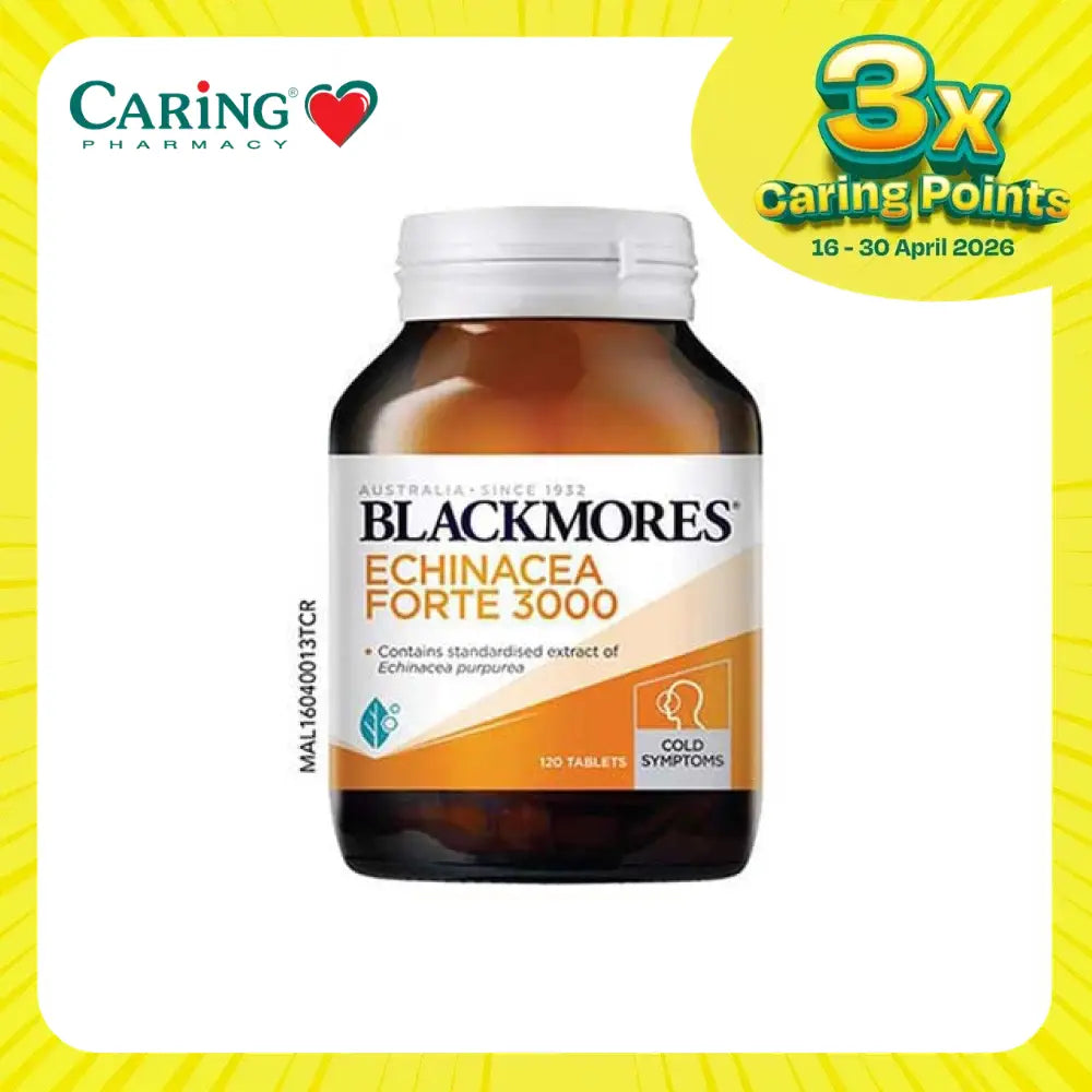 Blackmores Echinacea Forte 3000mg tablet bottle with 120 tablets for cold symptoms relief